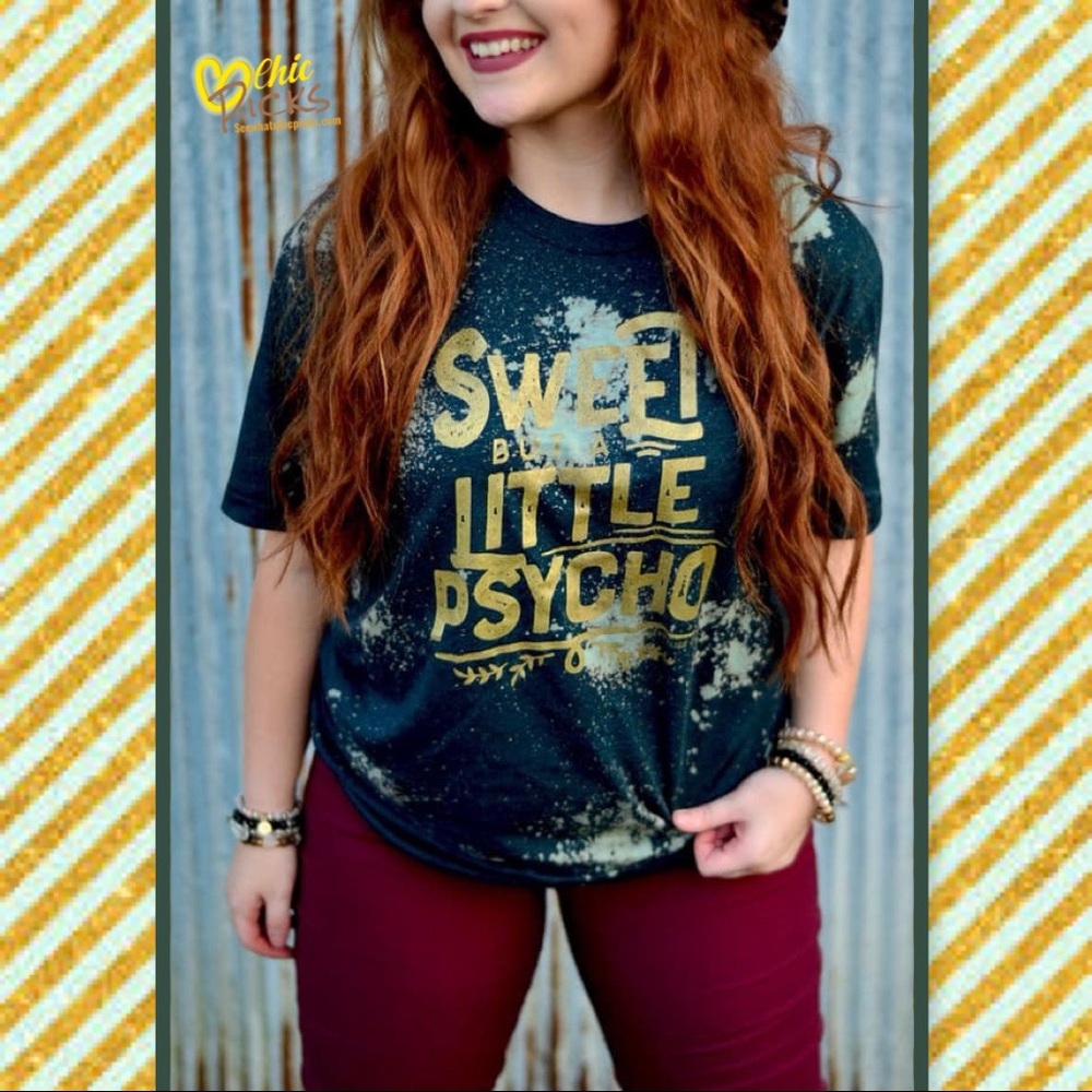 🛍 Sweet little psycho teal bleached graphic tee